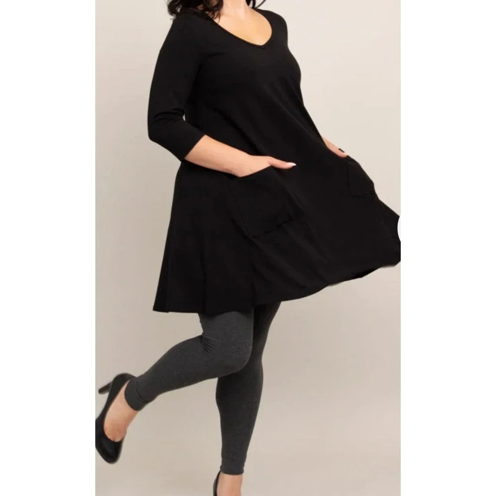 Womens Oversized Tunic 1X Bamboo Organic Cotton Stretch‎ Pockets Layer Lagenlook